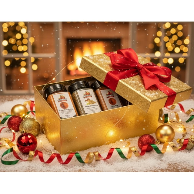 Mr Hot n Spicy Coffret Cadeau pour Maître du Gril - (Assaisonnement Cajun 150 g, Assaisonnement Italien 95 g et Rub BBQ 150 g)