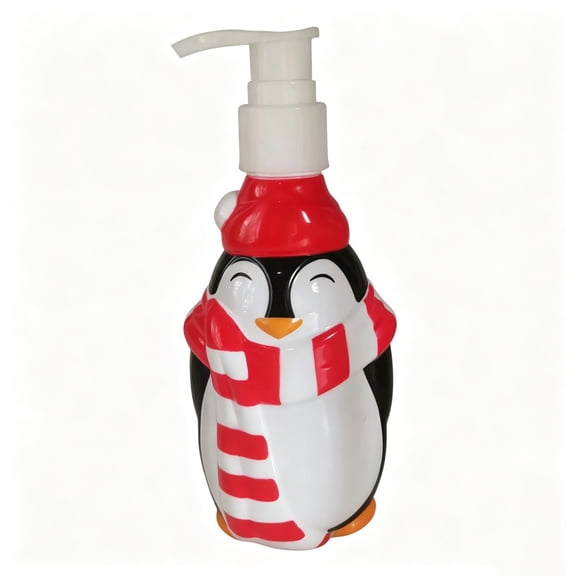 Christmas Soap Dispenser, Cute Penguin Plastic Liquid Hand Soap Bottle Pump for Bathroom Vanity, Kitchen Counter, Holiday Party and Winter Home Decor