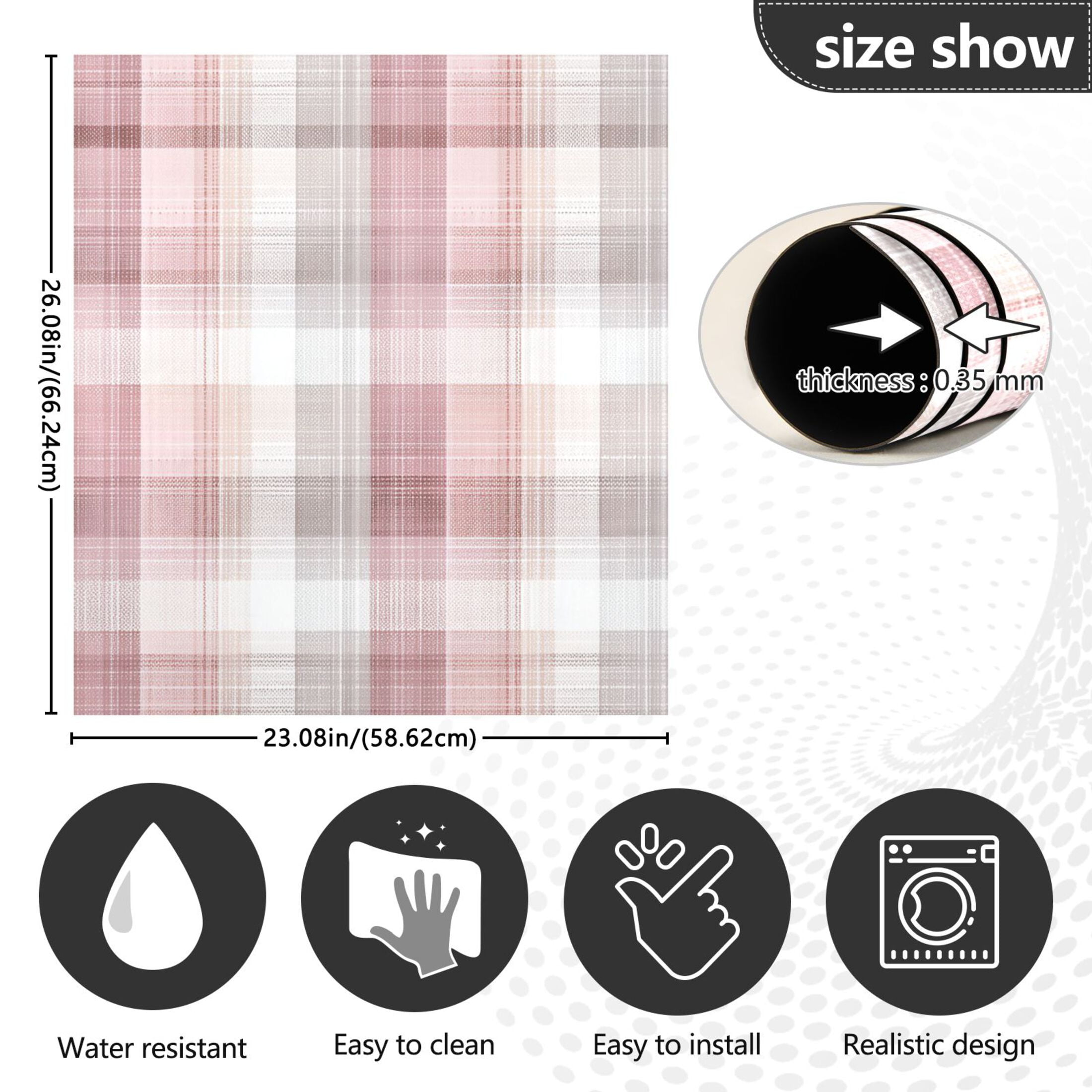 Dishwasher Magnetic Refrigerator Magnet Cover Sticker Home Decorative 23"x26" Magenta Checkered Pattern