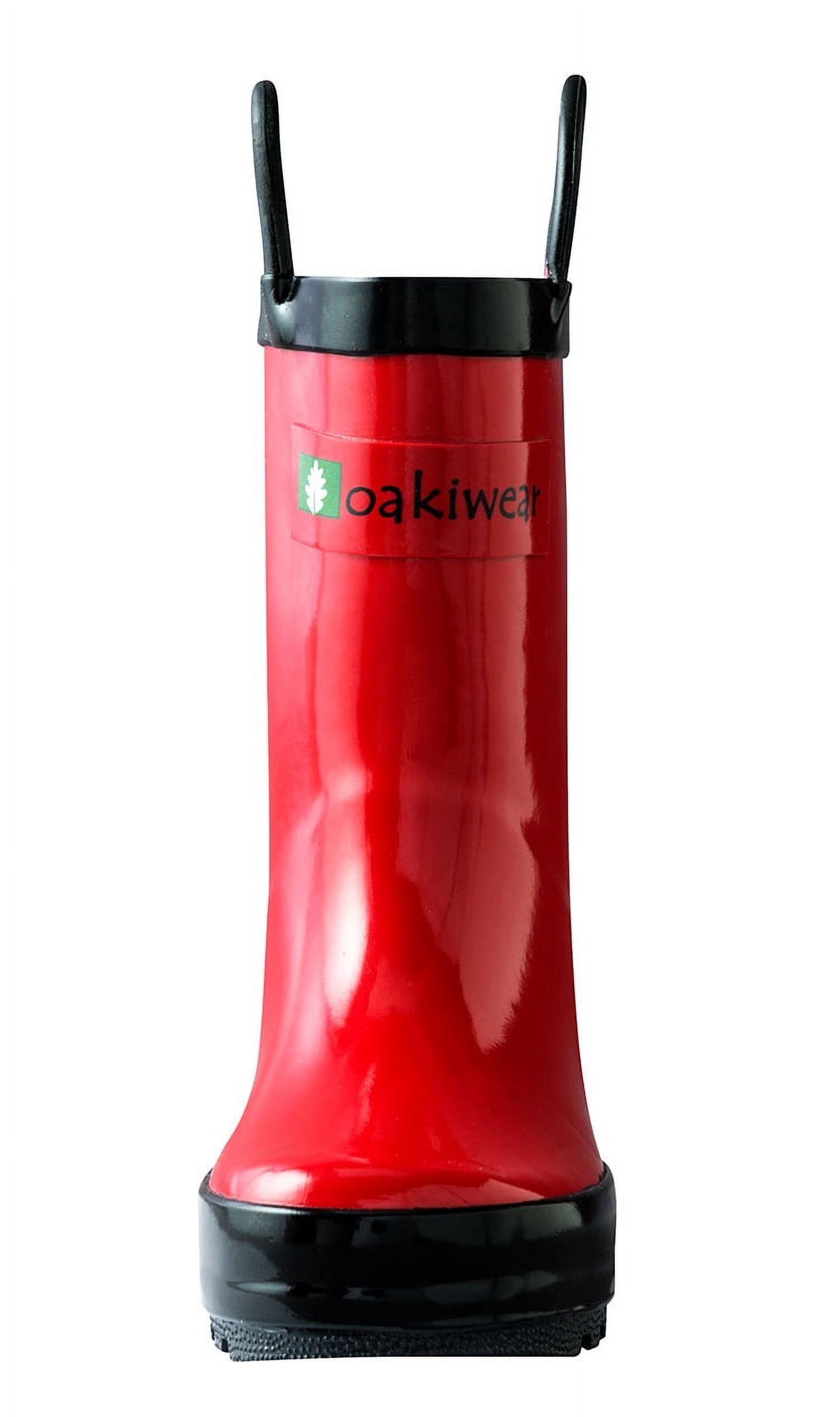Oakiwear Kids Rain Boots For Boys Girls Toddlers Children, Fiery Red