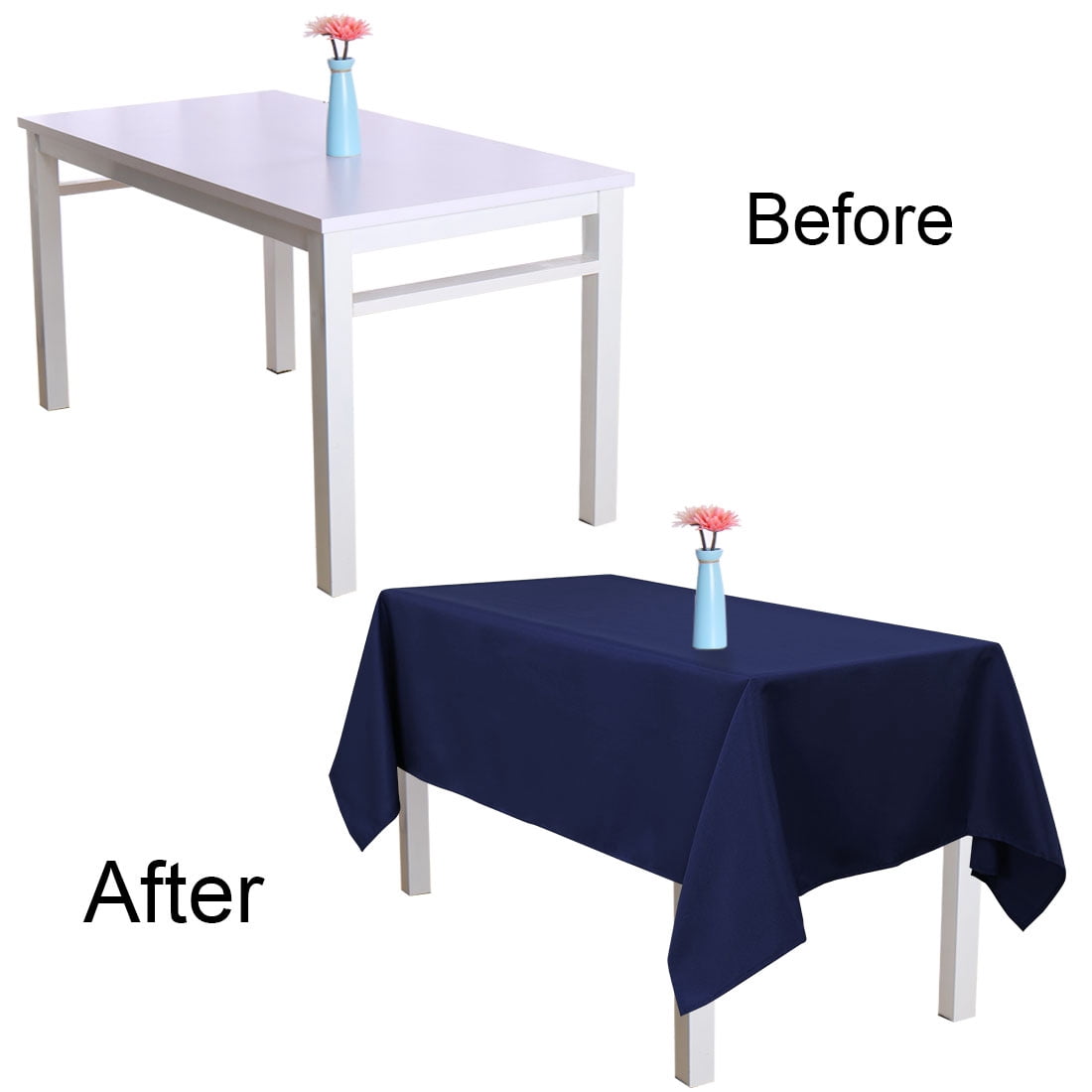 Unique Bargains Rectangle Tablecloth soft and comfortable Polyester Table Cover Navy Blue 60" x 120"