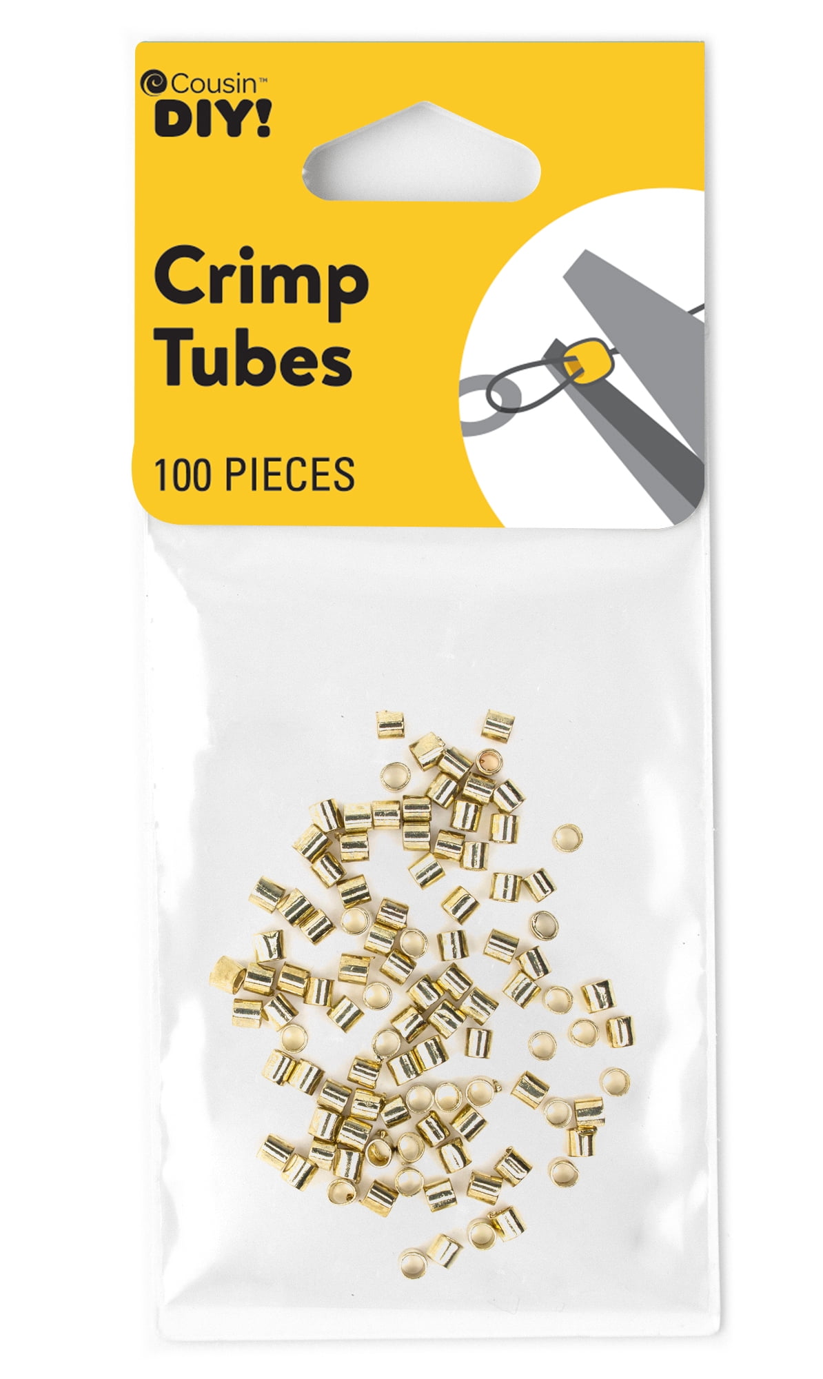 (2 pack) Cousin DIY Gold Crimp Tube Beads, 100 Pieces, 2mm, Unisex for Adults