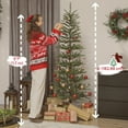 thumbnail image 3 of HOMCOM 6ft Fir Pencil Christmas Tree, Hinged Xmas Tree with 442 Branch Tips, 3 of 10