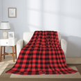 thumbnail image 2 of Disketp Buffalo Plaid Red Black Cozy Flannel Fleece Throw Blanket: Has a velvety texture for All Seasons - Perfect for Women, Men, & Kids"40"x30", 2 of 6
