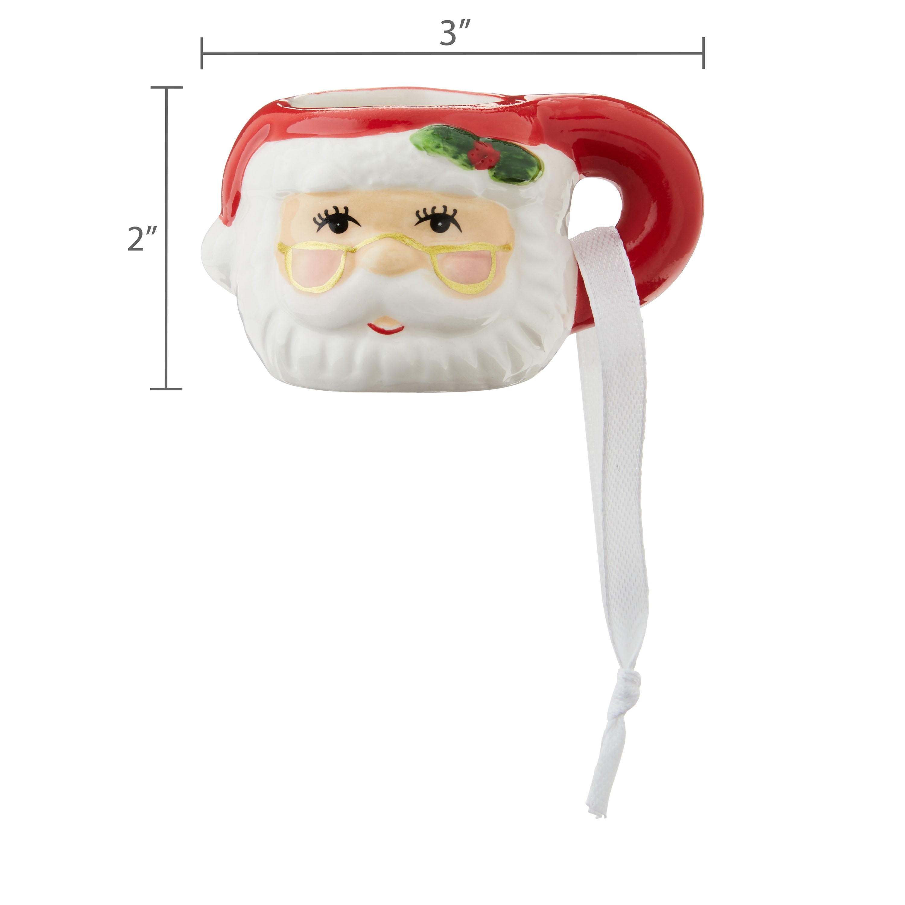 Mr. Christmas Miniature Santa Mug Hanging Ornament Decoration, Red, 1.45"