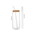 thumbnail image 2 of YFTDEF Borosilicate Glass Straw Mug, Wooden Lid, Eco-Friendly Reusable Drinkware, Ideal for Coffee, Juice, Iced Beverages, Stylish and Versatile for Home or Office, 2 of 6