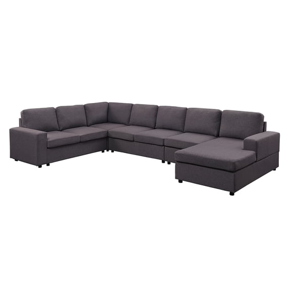 Tifton Modular Sectional Sofa with Reversible Chaise in Dark Gray Linen