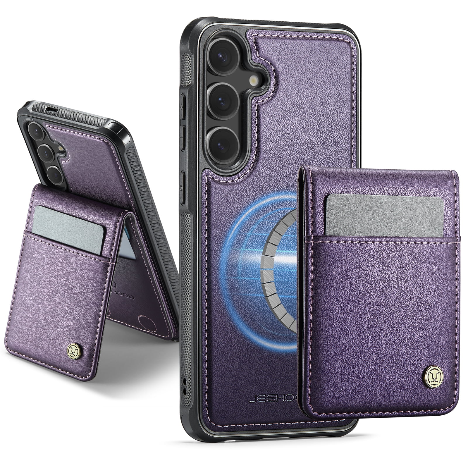 Dteck Wallet Case for Samsung Galaxy S26 Compatible with MagSafe Accessory for Men Women, Shockproof Detachable Magnetic Wallet Phone Case with Card Slot Holder RFID Blocking, Purple