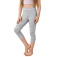 thumbnail image 2 of BRGZLK Girls Capri Leggings Solid Color High Waisted Soft Comfy Athletic Legging Stretch Comfortable Tights for Dance Yoga Workout Running Gray A 4-5 Years, 2 of 8