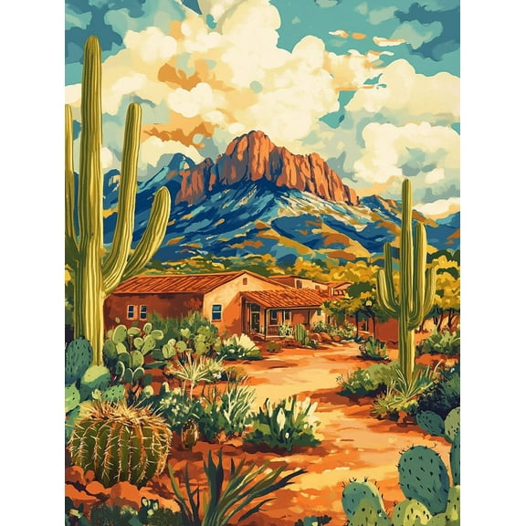 Southwest Desert Landscape Canvas Print/Wall Art， Perfect for Living Room，Office， Dining Room， and Hallway Decoration.