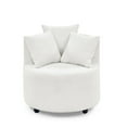 thumbnail image 4 of Rround Upholstered Swivel Chair with 3 Pillows, Loop Yarn Lounge Chair with Movable Wheels, Accent Armless Chair for Living Room Bedroom Lounge Room, Beige, 4 of 9