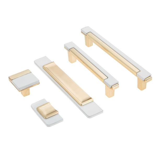 Modern Handle K Gold + White Contrast Color Pull Perilla de aleación Simple Style W / Dore Decor Puerta Cocina Armario Fashion Fashion Elegante