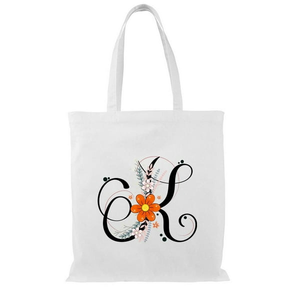 Smartprints Letter K Flower Bouquet 2 Tote Bag - Image by Shutterstock, One Size Cotton Canvas Tote Bag