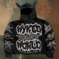 thumbnail image 5 of Glisme Halloween Hoodies For Men Letter Print Long Sleeve Autumn Daily Tops Men Breathable Sweatshirts Size L, 5 of 5
