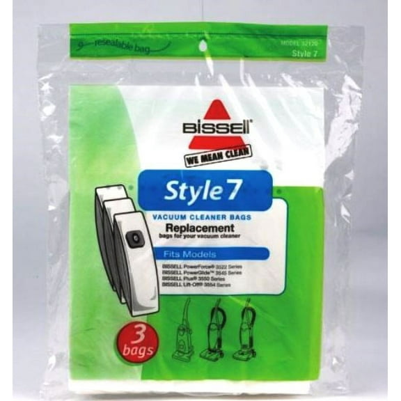 3 Bissell 2 Ply Vacuum Bags-Style 7, Part 32120, Qty-1PK