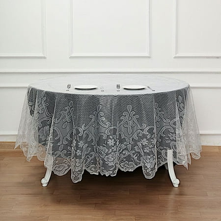 

BalsaCircle 90 Ivory Premium Lace Round Tablecloth Table Linens Reception Decorations