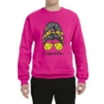 thumbnail image 3 of Messy Bun Softball Mom Life Game Day Vibes Sports Lover | Mother's Day Sports Unisex Crewneck Sweatshirt, Fuschia, S, 3 of 5