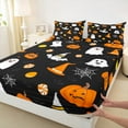 thumbnail image 3 of Manfei Kawaii Ghost Child Queen Sheet Sets, Black Orange Pumpkin Bat Flat Sheet, Happy Halloween Theme Queen Fitted Sheet, Super Cozy Room Decor, 4-Piece, 3 of 7