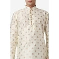 thumbnail image 7 of Royal Kurta Jacquard Silk Printed Gold Kurta Black Dhoti Set for Men, 7 of 7