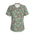 thumbnail image 5 of Zufioo Retro Hippie Groovy Mushroom Print Women's Classic V-neck T-shirt, V-neck Short-sleeved Tops Home Wear, Suitable for Daily Life, Work, Outdoors-Large, 5 of 8