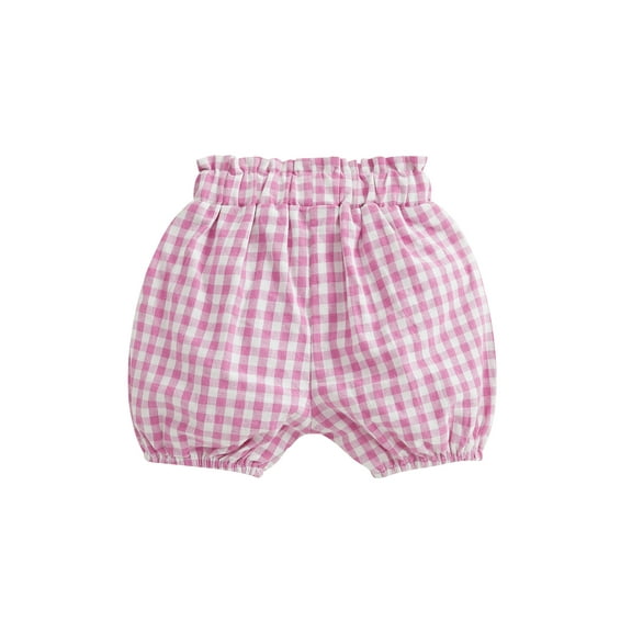 Toddler Baby Girl Bloomers Shorts Cute Plaid Print Elastic Waist Ruffled Short Pants for Summer Baby Sleeping Pants Outwear