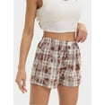 thumbnail image 5 of Womens Low Waisted Plaid Print Pajama Lounge Pants Elastic Cute Button Shorts, 5 of 6