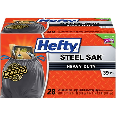 Hefty Heavy Duty Steel Sak Drawstring Trash Bags 39 Gallon 28 Ct Hefty Heavy Duty Steel Sak Drawstring Trash Bags 39 Gallon 28 Ct