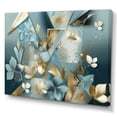 thumbnail image 2 of Designart "Golden Blue Marble Floral Design III" Floral Canvas Print, 2 of 5