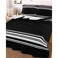 thumbnail image 2 of Black Striped Summer Quilt Set Twin Size, Soft Microfiber Quilted Bedding Set with 2 Pillow Shams, Farmhouse Black White Stripes Lightweight All Season Bedspread Coverlet for Bedroom 68"x86", 2 of 6