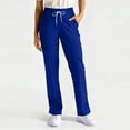 thumbnail image 2 of Womens Straight Leg Scrub Pants Drawstring Mid Rise Nursing Uniform 4-Way Stretch Soft Healthcare Professional Bottoms with Functional Pockets ,M,#01 Blue, 2 of 6