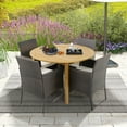 thumbnail image 4 of Gymax 5 PCS Patio Dining Set Round Acacia Wood Table 4 Cushioned Wicker Armchairs, 4 of 10