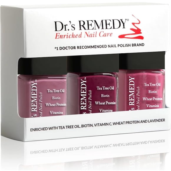 Drs Remedy 3 Pack Nail Polish Kit, BERRY Good Trio, Non Toxic and Organic All Natural Enriched Nail Strengthener - MINDFUL Mulberry/BONAFIDE Boysenberry/BRAVE Berry