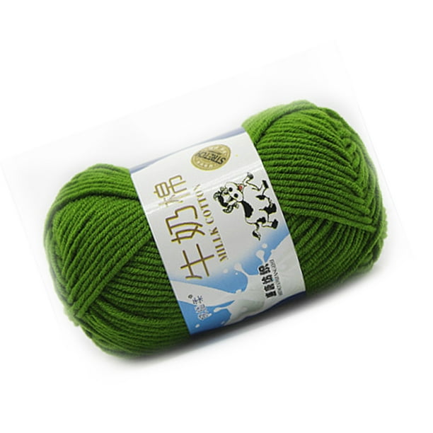 50g Milk Cotton Yarn Cotton Chunky Hand-woven Crochet Knitting Wool Yarn  Warm Yarn for Sweaters Hats Scarves DIY (Green)