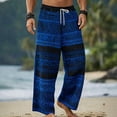 thumbnail image 2 of FAWUUDO Men's Casual Print Pants Elastic Waist Drawstring Ethnic Straight Wide Leg Pants XL M-Blue, 2 of 5