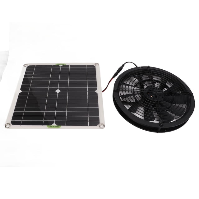 Solar Panel Fan Kit, Ventilator Solar Panel Exhaust Fan 10in Diameter Iron Mesh Protection For Camping Travel Planting