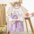 thumbnail image 4 of NOLDARES Toddler Boy Outfits Cartoon Lion Print Short Sleeve Tee Top Casual Shorts 2 Pieces Summer Clothes(Purple,18-24 M), 4 of 4