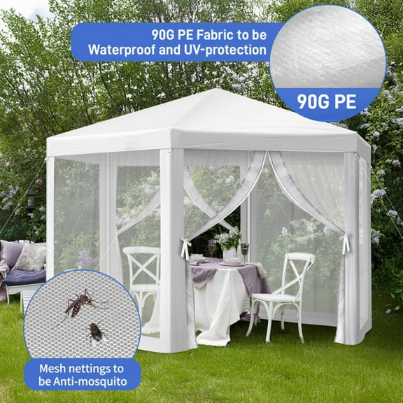 Waterproof Outdoor Party Tent with Mesh Sidewalls,13x13FT, Easy Setup PE Canopy Gazebo Sun Shelter for Patio, Lawn, Backyard, Camping & Events