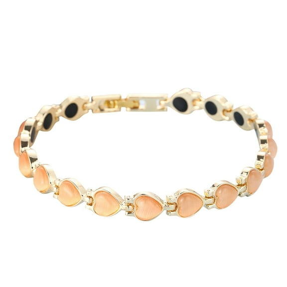 Bracelets Heart Cat Eye Stone Bracelet for Women Girls Colorful Heart Shaped Bracelet Stretch Bangle Bracelet Jewelry for Teen Girls (Beige )