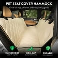 thumbnail image 2 of Plush Paws Products Premium Rear Car Seat Protector w/ Hammock | Washable & Waterproof Back Seat Dog Cover for Car, Truck, & SUV | Nonslip, Tear Resistant Pet Seat Cover | Large Tan, 2 of 5