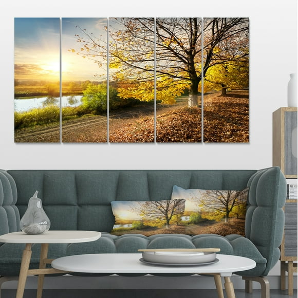Beautiful Road by the River - Large Landscape Canvas Art