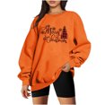 thumbnail image 1 of Zanvins Hauts pour Femmes en Liquidation, Joyeux Noël, Col Rond, Imprimé Uni, Manches Longues,/chemise/orange,(L), 1 of 4