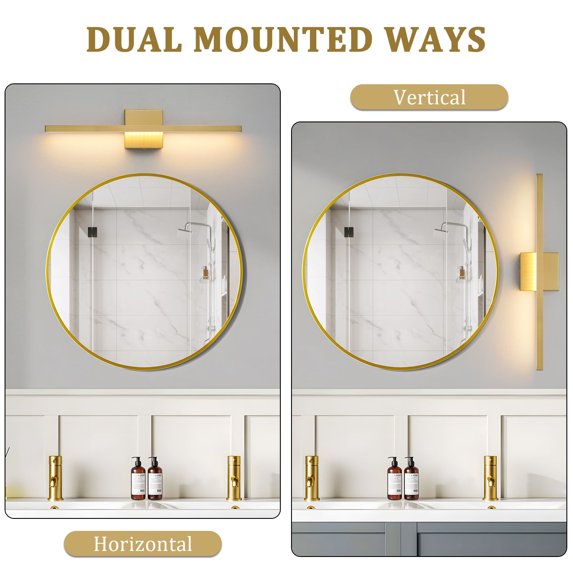 Vanity Light for Bathroom Lighting Fixtures Over Mirror Dimmable Integrated LED 24 inch Modern Vanity Lights Gold Bathroom Light Bar Bath Wall Sconce