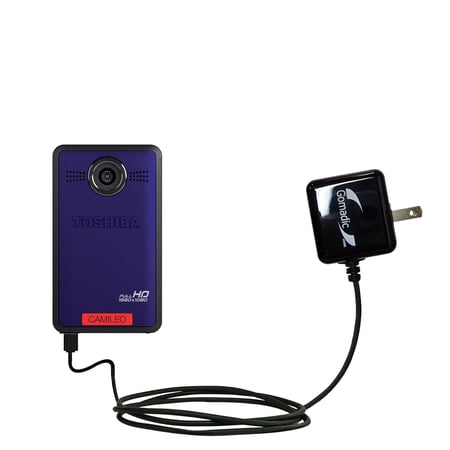 Gomadic Intelligent Compact AC Home Wall Charger suitable for the Toshiba Camileo Clip - High output power with a convenient, foldable plug design - U
