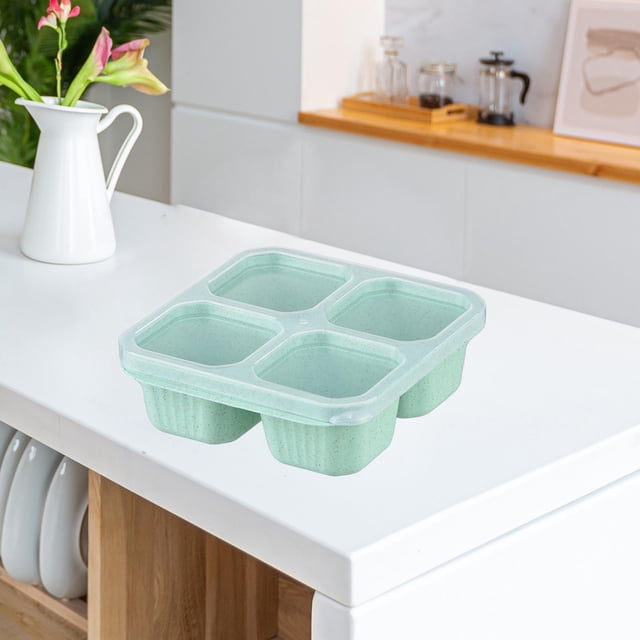 Bento Snack Box Portable Divided Food Container for Dessert Fruits Sandwich green