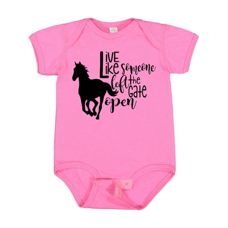 

Inktastic Live Like Someone Left the Gate Open Horse Silhouette Gift Baby Boy or Baby Girl Bodysuit