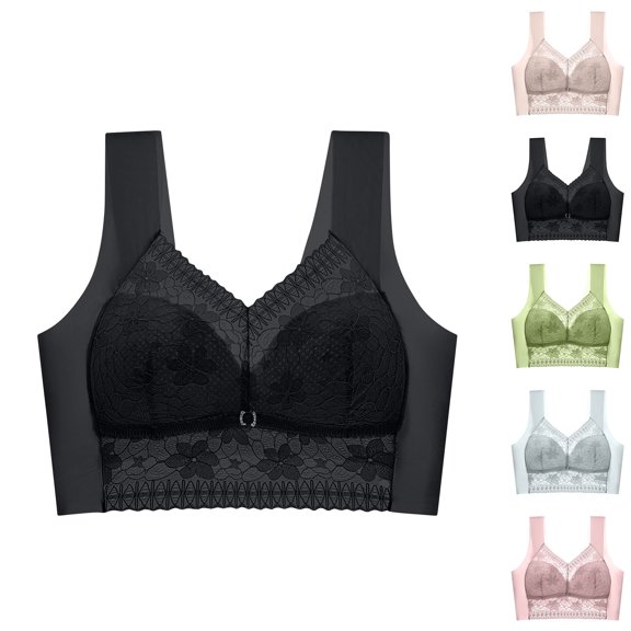 YHAJDS Women Sports Bra Front Closure Print Tank Style Wireless Low Yoga Bra