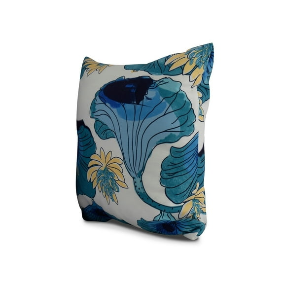 Simply Daisy, 20 x 20 Inch, Lotokoi, Floral Print Pillow, Teal