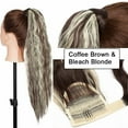thumbnail image 4 of Benehair Clip in Ponytail Hair Extensions Pocket wrap around Long Thick Hairpiece as Human 20" Corn Wavy Coffee Brown & Bleach Blonde, 4 of 12
