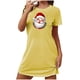 thumbnail image 2 of Camisón corto navideño para mujer, talla grande, cuello redondo, manga corta, estampado en el pecho, vestido de noche para mujer, 2 of 3