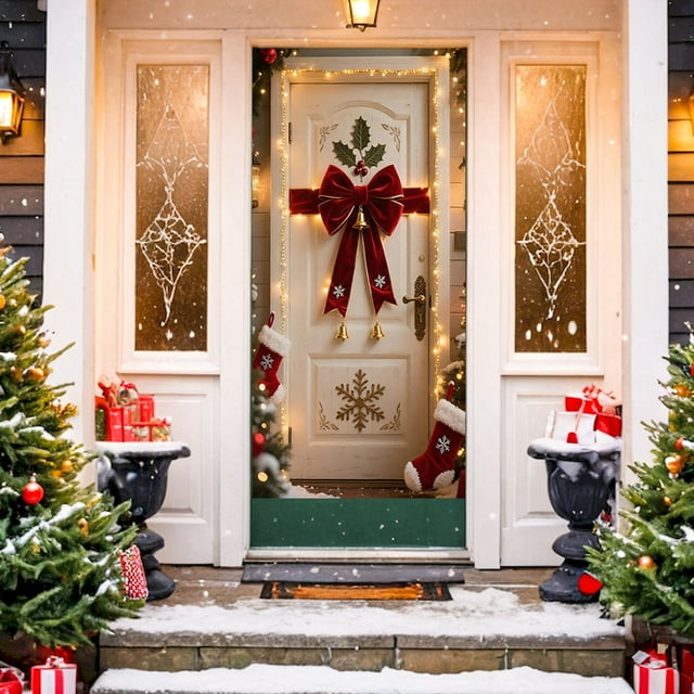 Hiroekza Rideau de Porte Festif de Noël - Couvre-Porte des Fêtes Imperméable avec Impression HD pour Déco Intérieure et Extérieure, Installation Facile, Arrière-Plan des Fêtes Réutilisable pour Photos et Fêtes